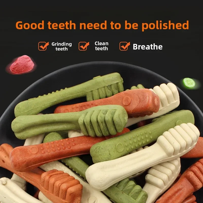 Jouets à mâcher pour chiens en gros, bâtonnets dentaires aromatisés au bœuf pour le nettoyage des dents et l'entraînement, résistants aux morsures