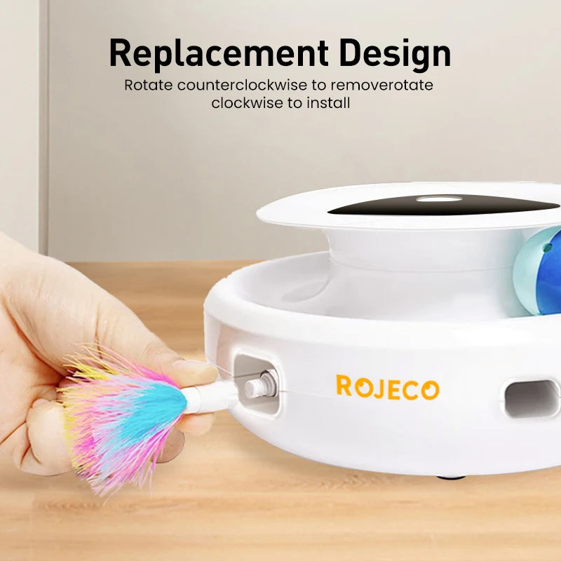 ROJECO 2 en 1 chat intelligent jouets automatique plume amusant balle jouet ensemble pour chat chien 5 Modes électronique interactif jouet pour animaux de compagnie accessoires