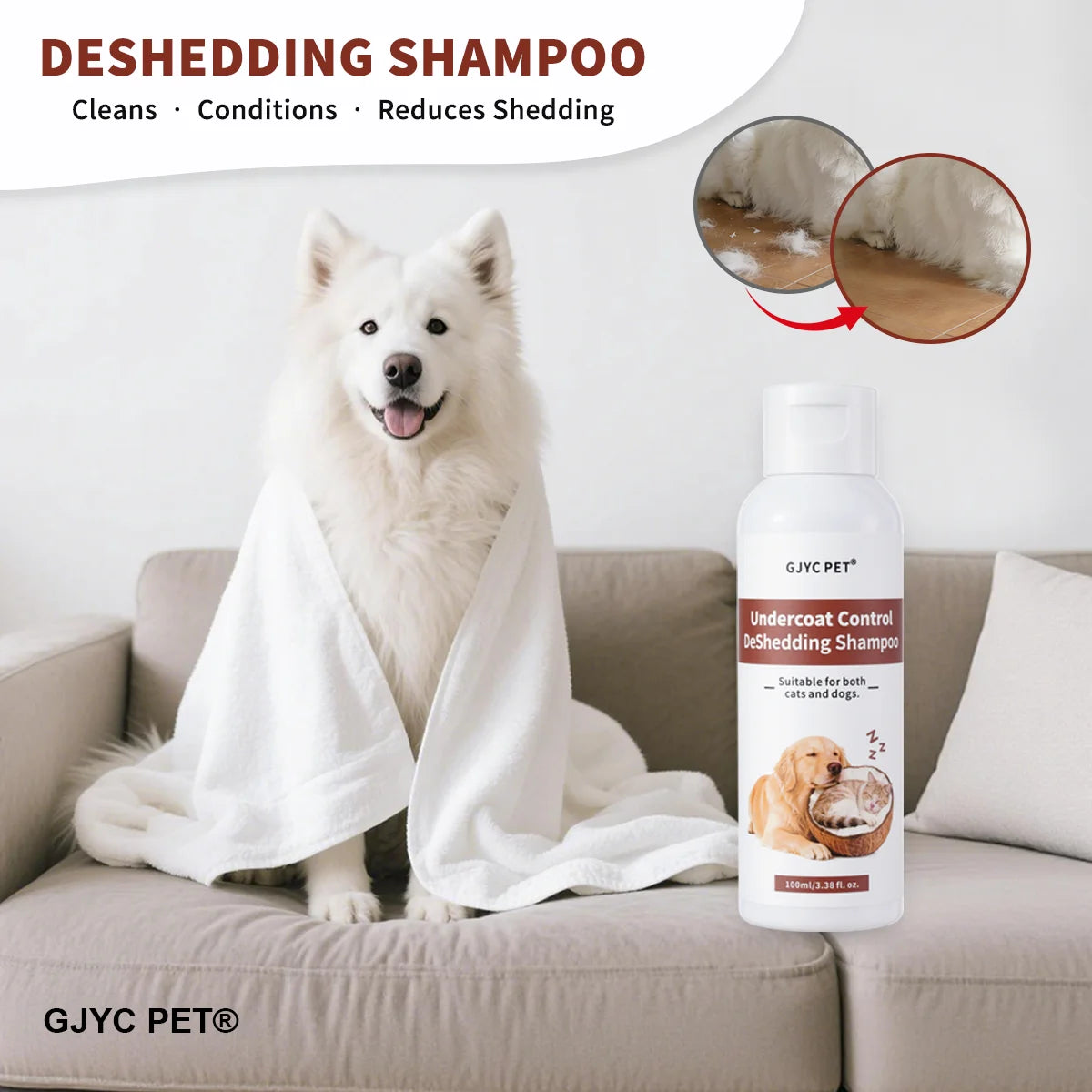Shampoo anti-chute pour chiens et chats - Huile de noix de coco et d'argan, kératine, renforce le pelage, réduit la chute, panthénol hydrate, tout est sûr