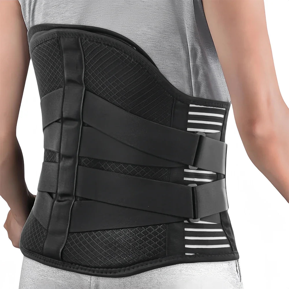 Breathable Back Brace Support Men Women Compression Lumbar Brace with Big Lumbar Support Pad for Pain Relief, Strained Muscles