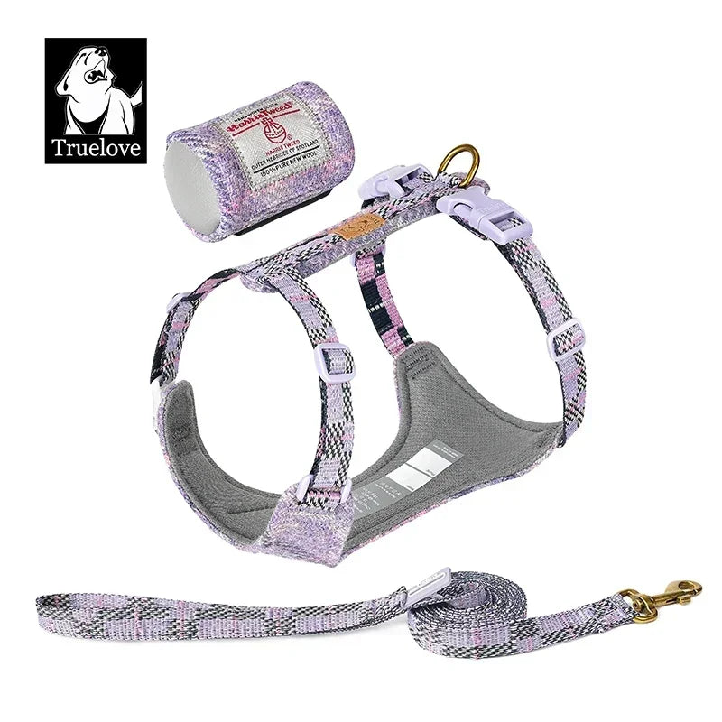 Harnais & laisse tweed élégants pour chien