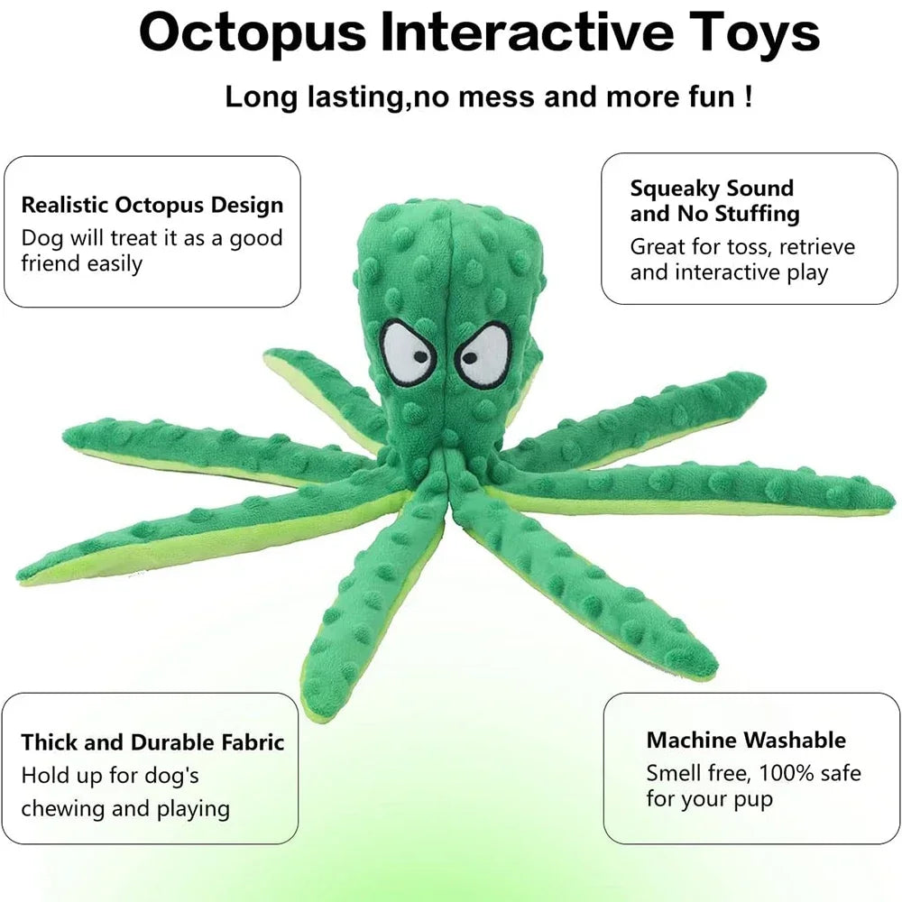 Jouets grinçants pour chiens, poulpe, jouets en peluche froissés sans farce pour la dentition des chiots, jouets à mâcher interactifs durables pour petits, M