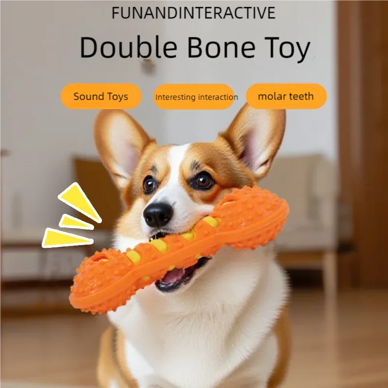 Jouet à mâcher pour chien, os grinçants, résistant aux morsures, jouet d'entraînement pour chiot, nettoyage des dents, Massage interactif, brosse à dents, jouet pour chien