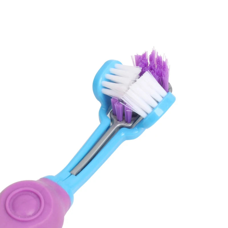 Brosse à dents multi-angle à trois côtés pour animaux de compagnie, livres, chien, chat, mauvaise haleine, soins dentaires pour animaux de compagnie, bouche
