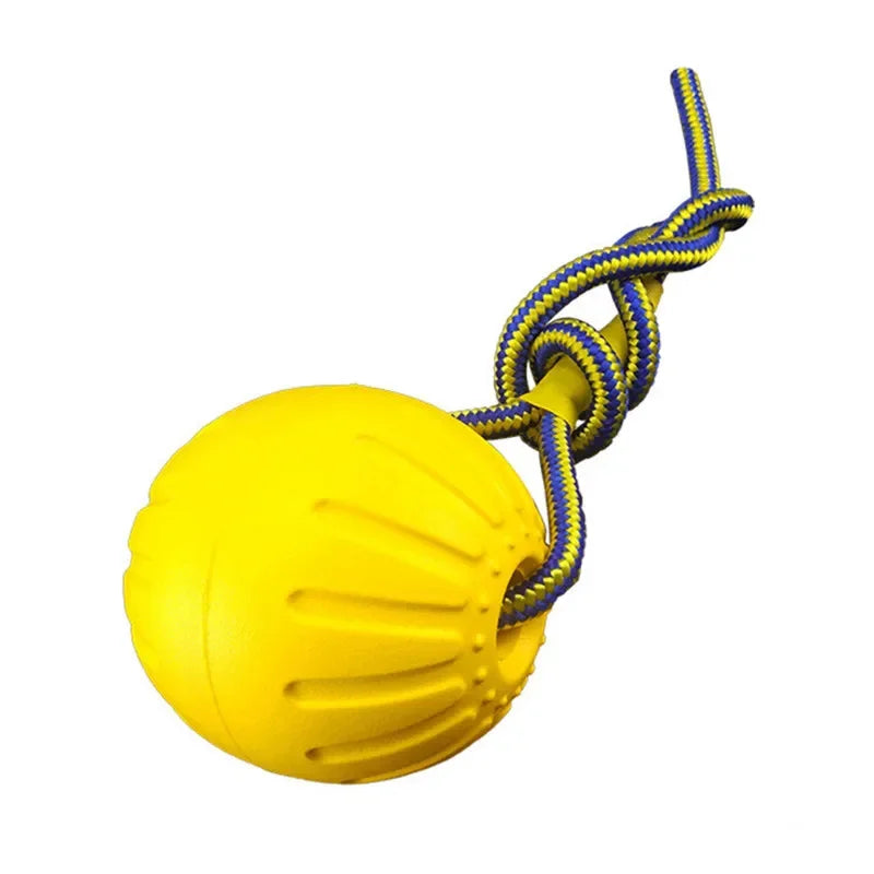 Boule d'Entraînement pour Chien, Jouet Interactif pour Animal de Compagnie, Anneau Côtelé, Degré de Morsure, Broyage des Dents, Corde à Enfiler, Balle Flottante