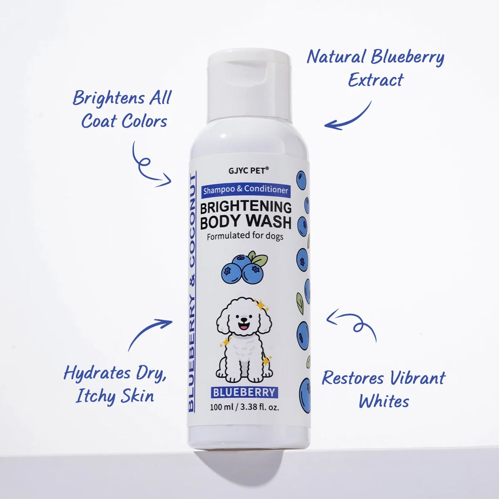 Shampoing professionnel blanchissant pour chiens, formule éclaircissante aux myrtilles, améliore la brillance de la fourrure, la douceur, soins de toilettage pour animaux de compagnie
