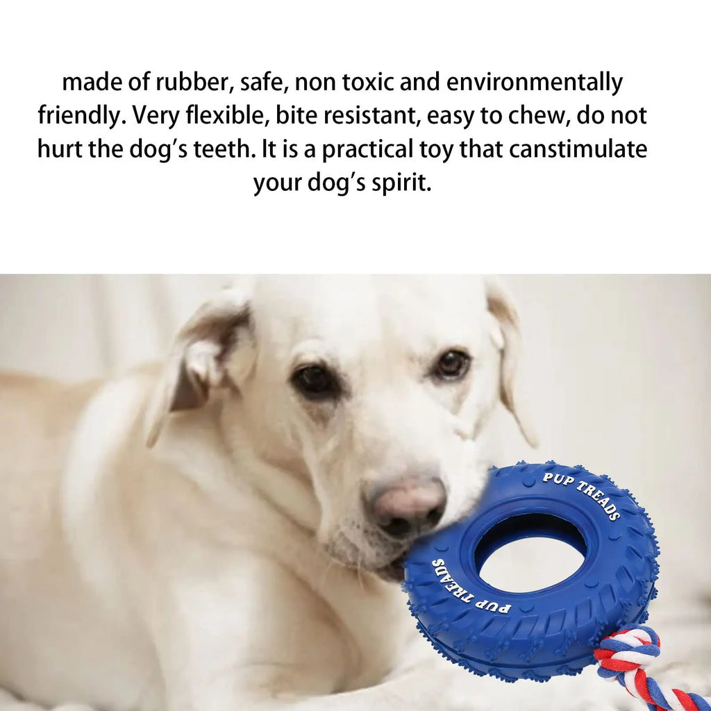 Pneu en caoutchouc naturel et corde en coton biologique, jouet robuste pour chien, jouet à mâcher indestructible de grande race