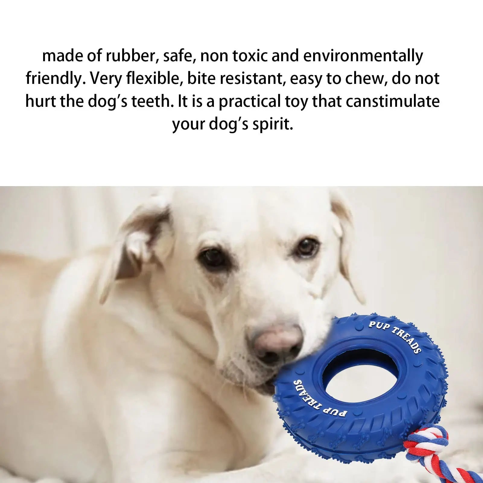 Pneu en caoutchouc naturel et corde en coton biologique, jouet robuste pour chien, jouet à mâcher indestructible de grande race