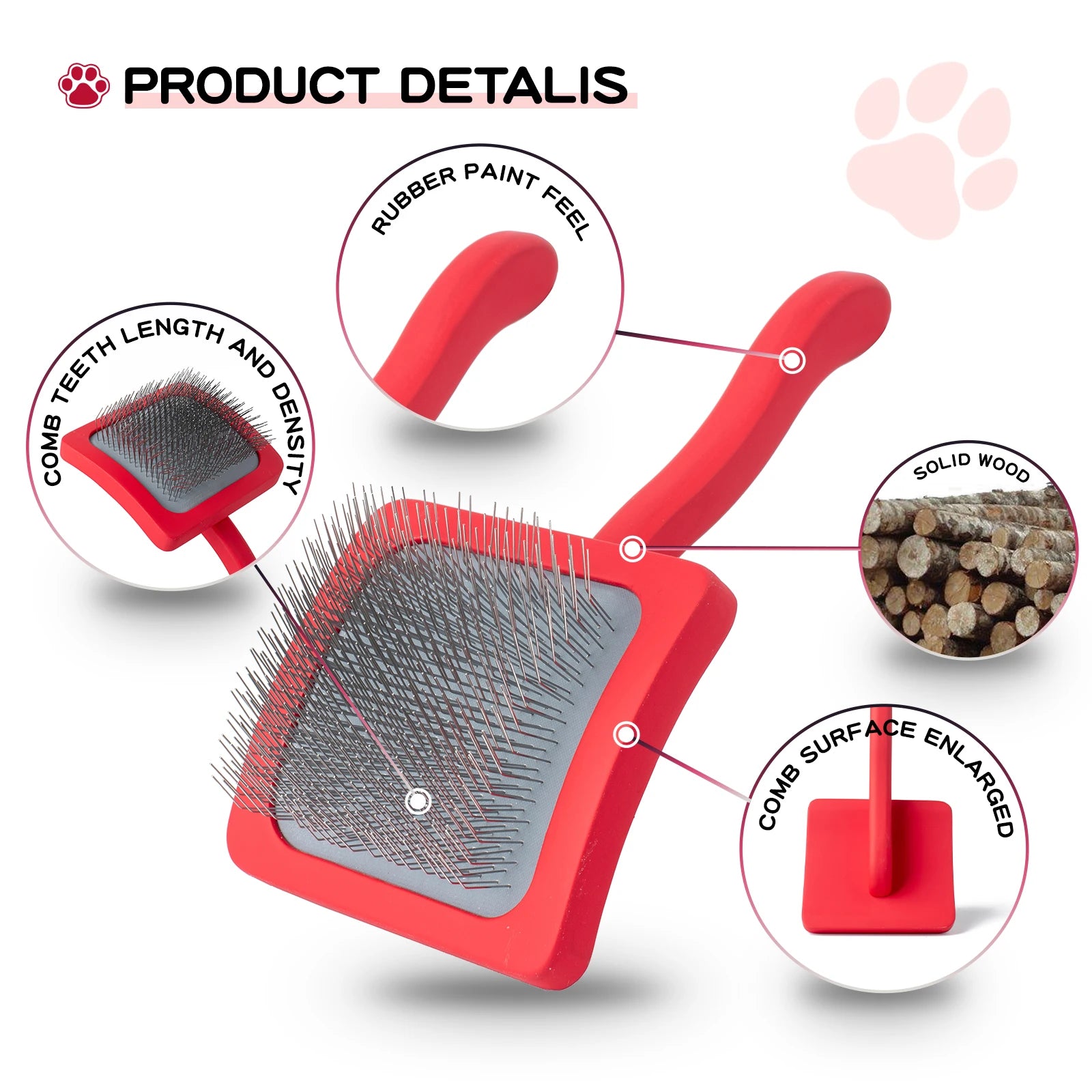 Brosse Professionnelle de Énergie Doux pour Chien et Chat, Broches en Acier Inoxydable, Peigne de Démêlage, Perte de Fourrure, Sous-Manteau