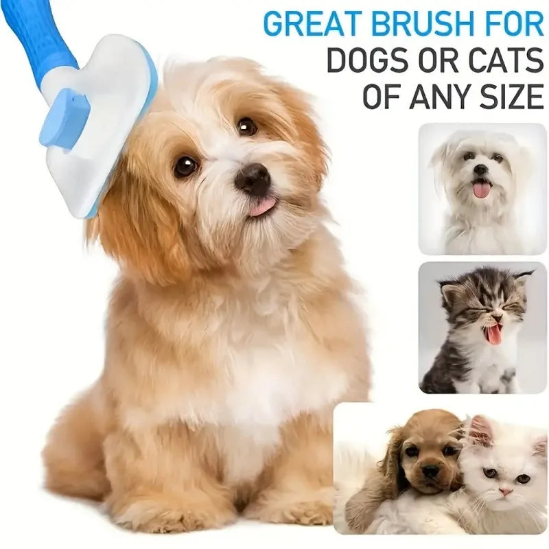 Brosse de toilettage pour animaux de compagnie facile à nettoyer, élimination des poils en un clic avec bouton autonettoyant – Spécialement conçue pour chats et chiens, disponible toute l'année