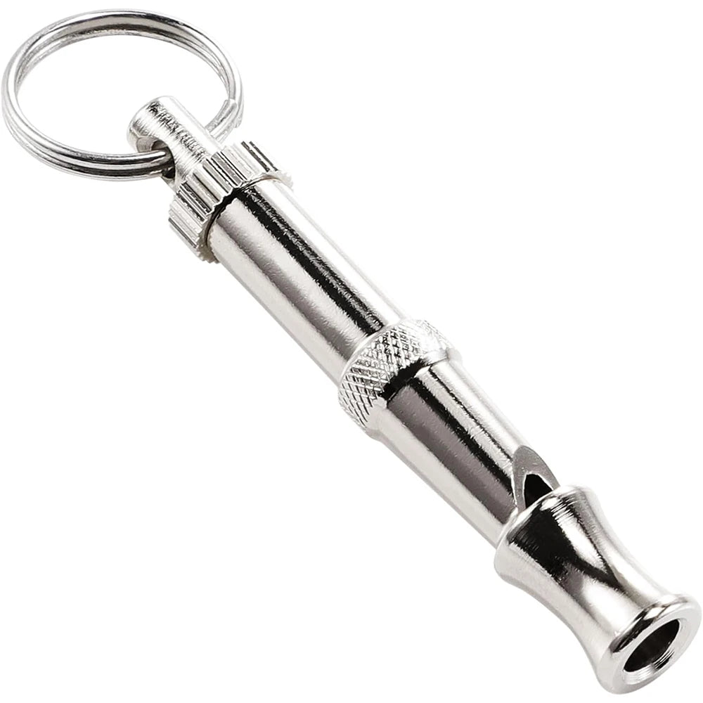 1 sifflet pour chien, sifflet d'entraînement pour animaux de compagnie, en acier inoxydable argenté, portable, réglable, ultrasonique, outil d'aide à l'entraînement du comportement des chats/chiens